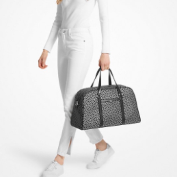 Jet Set Travel Extra-Large Metallic Logo Jacquard Weekender Bag - Picture 3 of 8